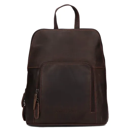 Vintage dámský kožený batoh Greenwood Anites - tmavě hnědá