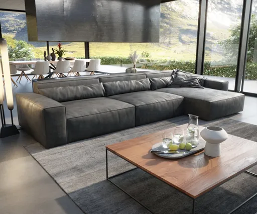 Rohová pohovka Sirpio XL 370x170 cm antracitová vintage