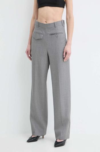 Vlněné kalhoty Victoria Beckham šedá barva, střih chinos, high waist, 1224WTR005385A