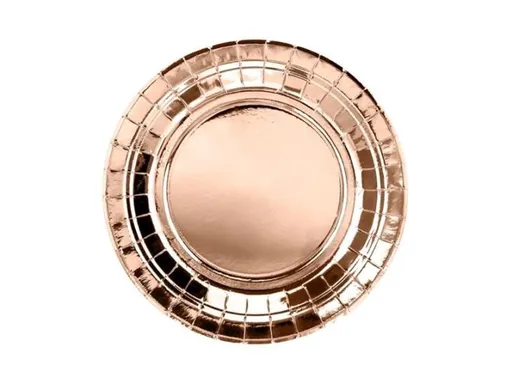 Papírové talíře, růžovo zlaté - rose gold, 18 cm - PartyDeco