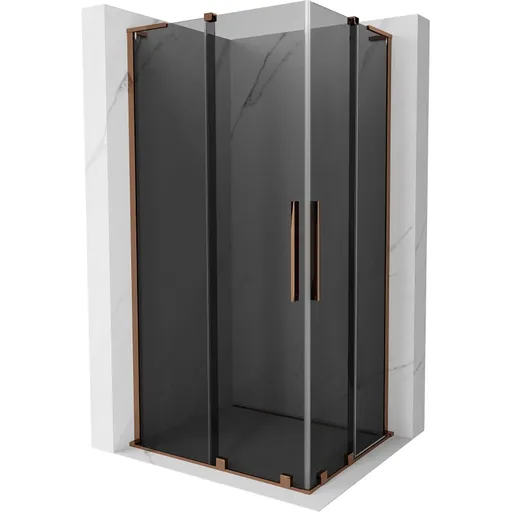 MEXEN/S Velar L Duo sprchový kout, posuvné dveře 100 x 90, grafit, růžové zlato 871-100-090-02-43-60
