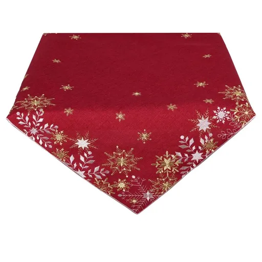 Ubrus Vánoční, Vločky a Vánoce, červený 85 x 85 cm