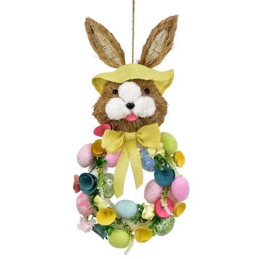 Velikonoční věneček se zajíčkem na zavěšení, 22 x 57 x 10 cm
