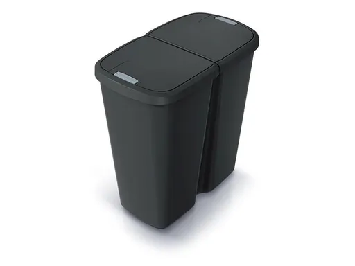 Koš odpadkový COMPACTA Q DUO recyklovaná černá s černým víkem 45l
