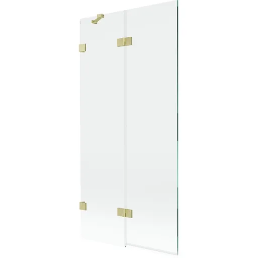 MEXEN/S Lunar vanová zástěna 2-křídlová levá 90 x 150, transparent, zlatá kartáčovaná 897-090-100-55-00-L