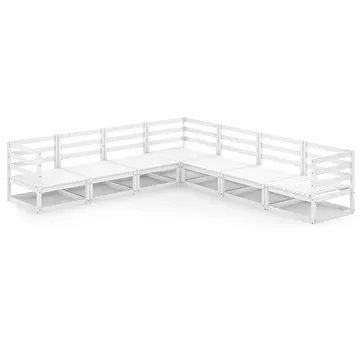 7dílná zahradní sedací souprava bílá masivní borovice, 3075825 (3075825)