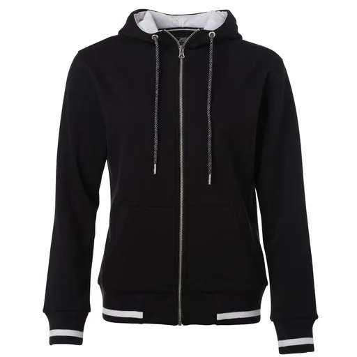 James & Nicholson (Daiber) Dámská mikina na zip s kapucí Club JN775 - Černá / bílá | L