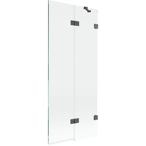 MEXEN/S Lunar vanová zástěna 2-křídlová pravá 80 x 150, transparent, grafit kartáčovaná 897-080-100-66-00-P