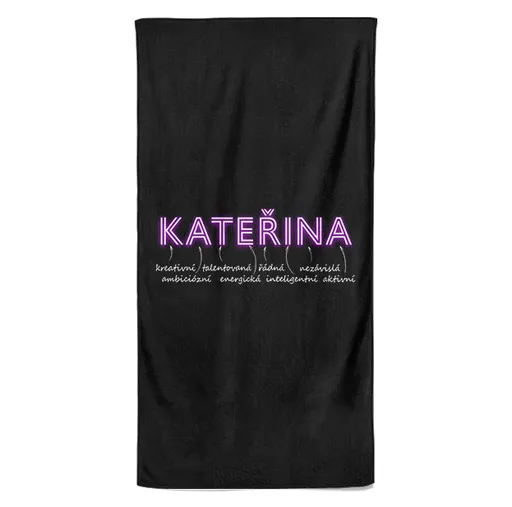 Osuška Ženská jména – NEON (Jméno: Kateřina, Velikost osušky: 100x170cm)