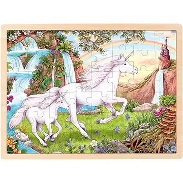 Goki Dřevěné puzzle Jednorožec 48 dílků (57366)