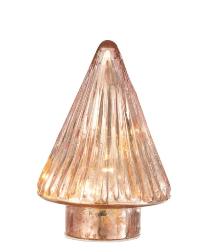 Růžový svítící skleněný stromek Tree Led S - Ø 9*12 cm J-Line by Jolipa