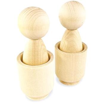 Ulanik Montessori dřevěná hračka "Unfinished Peg Dolls in Cups" 2ks (4631152504090)