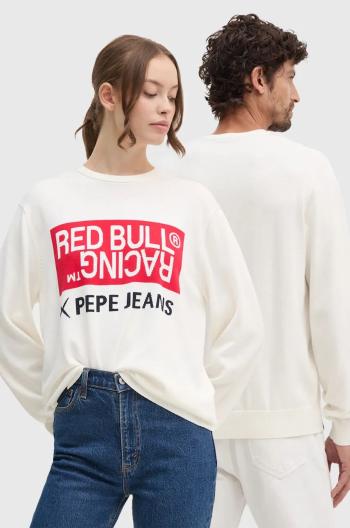 Bavlněný svetr Red Bull Racing x Pepe Jeans béžová barva, lehký, RU700002