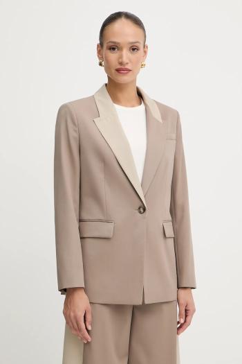 Vlnené sako BOSS béžová farba, jednoradové, jednofarebné, 50543409