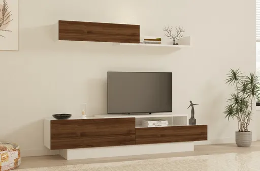 TV stěna / Sestava pod TV Elda - White, Walnut