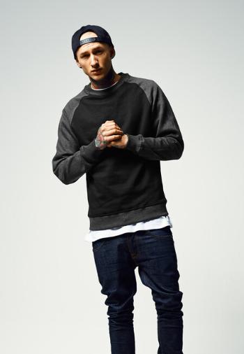 Urban Classics 2-tone Raglan Crewneck blk/cha - S