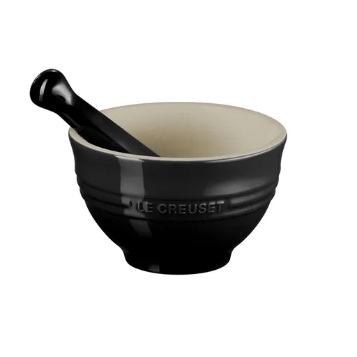 Hmoždíř s tloukem 11 cm, BLACK ONYX, kamenina, Le Creuset