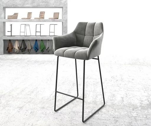 Barová židle Yulo-Flex samet šedá kovová podnož