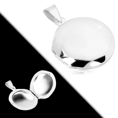 Stříbrný přívěsek 925 - kruhový medailon se zrcadlově lesklým povrchem