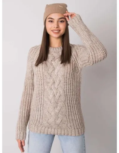 Dámská čepice pletená RUE PARIS tmavě béžová