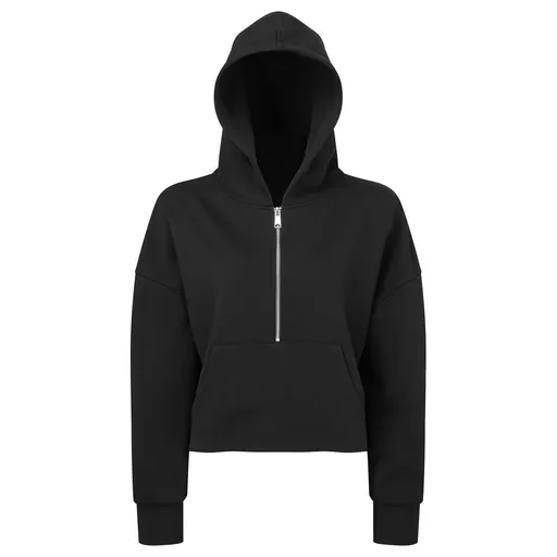 TriDri® Dámská mikina s 1/2 zipem a kapucí - Černá | 2XL/3XL