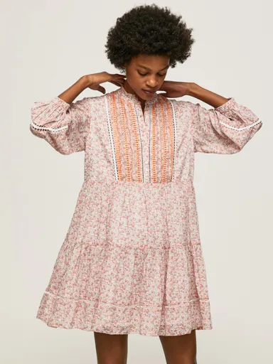 Pepe Jeans dámské bílo červené vzorované šaty PL9532770AA M