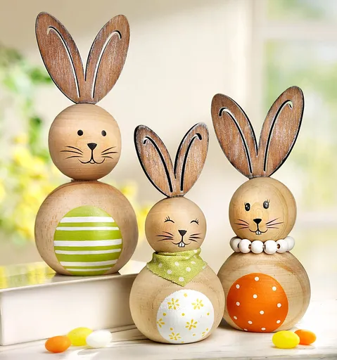 Weltbild Rodina velikonočních zajíčků ze dřeva, sada 3 ks