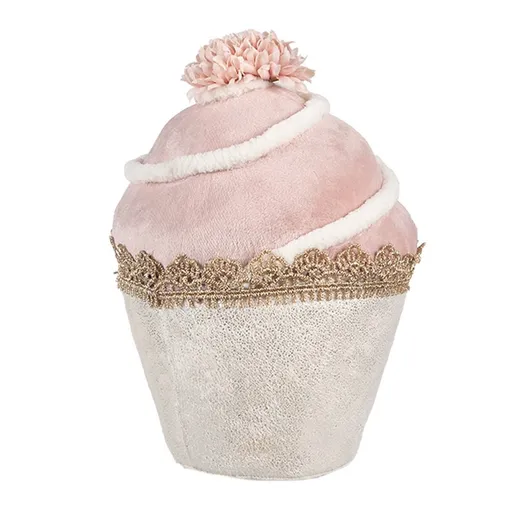 Dekorace růžový sametový dortík Muffin pink Fancy - Ø 11*16 cm 65924