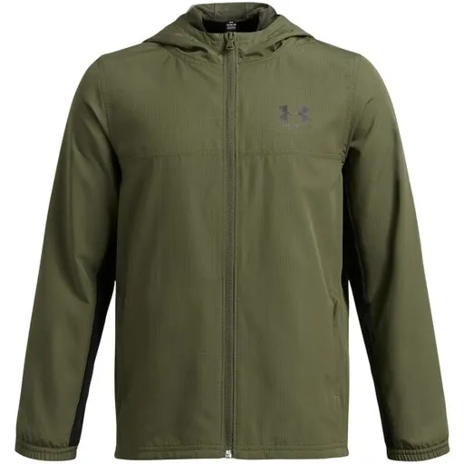 Under Armour RIVAL WOVEN JACKET Chlapecká bunda, tmavě zelená, velikost M