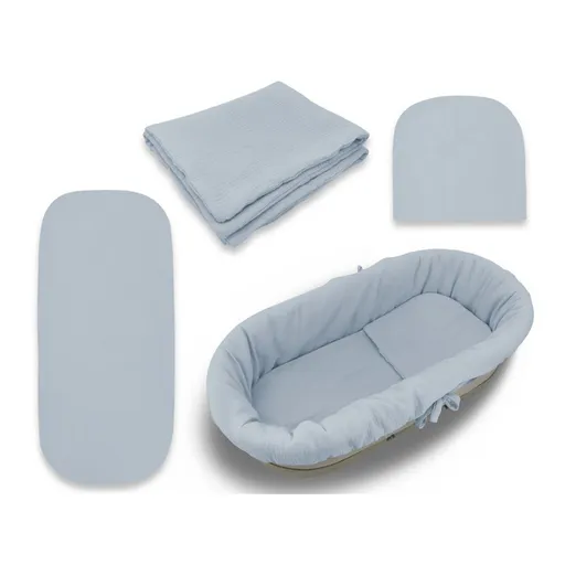 Baby Nellys Mušelínová sada do hluboké korby kočárku 4v1 Nature - jeans