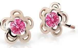 Cutie Jewellery Půvabné dětské náušnice z růžového zlata C2204-30-X-4 fuchsiová