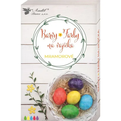 Barvy na vajíčka gelové mramorové, 5 ks, rukavice