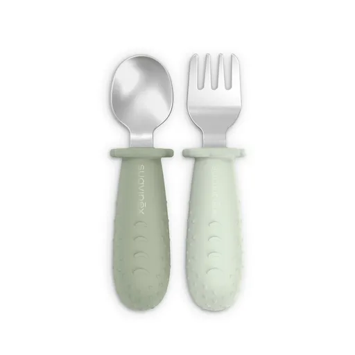 Suavinex Colour Essence Lžička a vidlička 6m+ 2 ks zelené