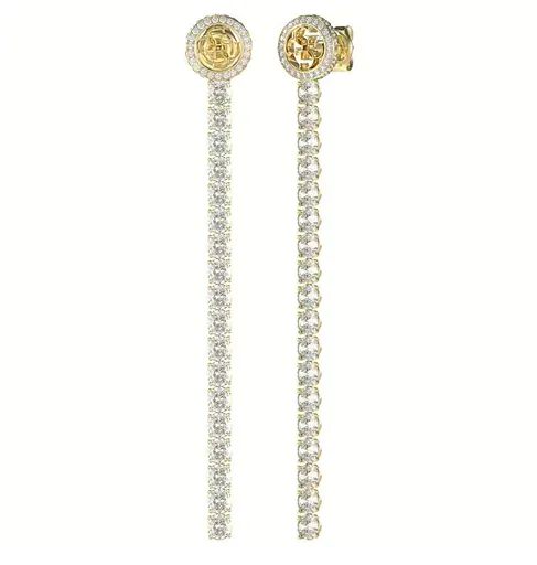 Guess Výrazné pozlacené náušnice s čirými krystaly Paradise JUBE05144JWYGT/U