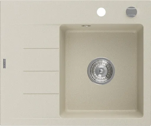 MEXEN Ben granitový dřez 1 s odkapávačem pravý 600 x 500 mm, béžová, sifon chrom 6523605000-69