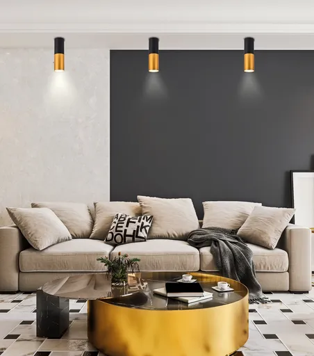 Stropní svítidlo černo-zlatá žárovka 15W GU10 trubice