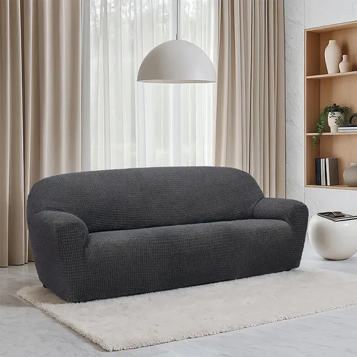 Super strečové potahy RUBINIA antracitová trojkřeslo (š. 180 - 230 cm)