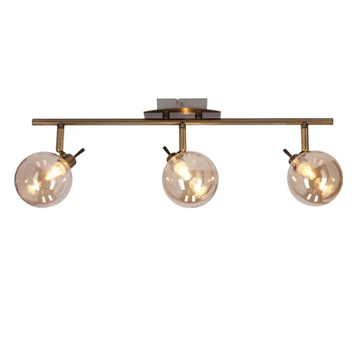 Stropní lampa Lentini s patinovaným páskem 3x40W g9, jantarové stínidlo