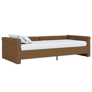 Válenda s matrací a USB hnědá textil 90 × 200 cm, 3080336 (3080336)