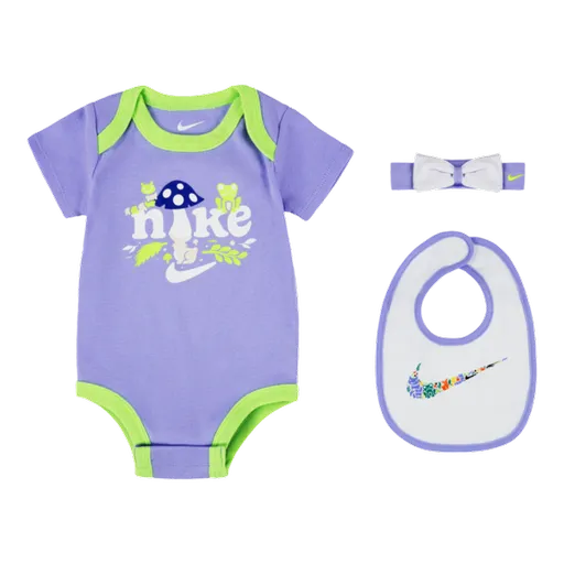 Nike forest foragers headband. bodysuit & bib 3-piece set 0-6m