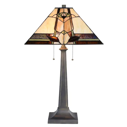 Béžovo-hnědá stolní lampa Tiffany Silvia - 45*45*80 cm E27/max 2*60W 5LL-6320