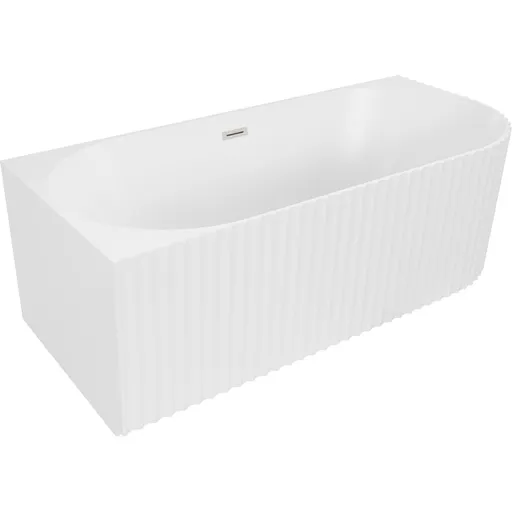 MEXEN/S Gia volně stojící rohová vana reliéf levá 150 x 75, bílá mat, sifon a přepad nikl kartáčovaný 52701507501L-97