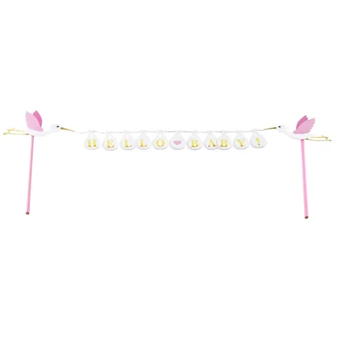 Chaks Zápich na tortu - Hello Baby ružovo-biely