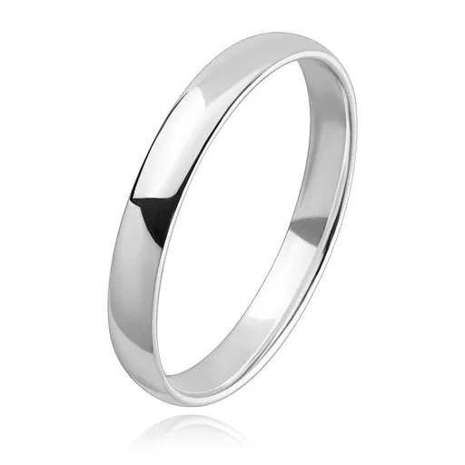 Stříbrná obruč 925 - tenká, mírně vypouklá ramena, hladký povrch, 3 mm - Velikost: 49