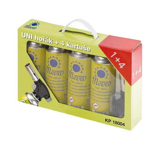 Meva Plynový UNI Hořák + 4 Kartuše,Meva Plynový UNI Hořák + 4 Kartuše