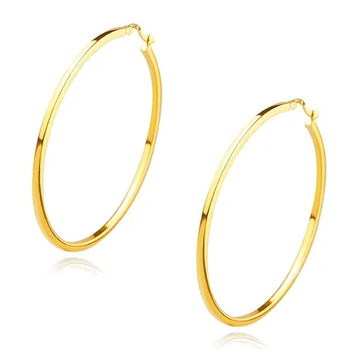 Stříbrné 925 náušnice - zlatá barva, klasické jednoduché kruhy, 50 mm