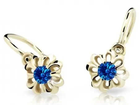 Cutie Jewellery Něžné dětské náušnice ze žlutého zlata C2208-10-X-1 modrá