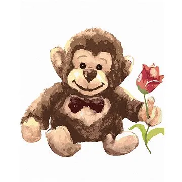 Opice s tulipánem, 80×100 cm, vypnuté plátno na rám (6044113)