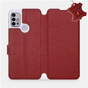 Kožené flip pouzdro na mobil Motorola Moto G10 - Tmavě červené -  Dark Red Leather (5903516683864)