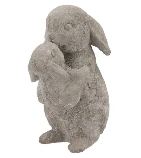 Šedá antik cementová dekorace králíčci Hugging Rabbit - 17*12*25 cm 521517